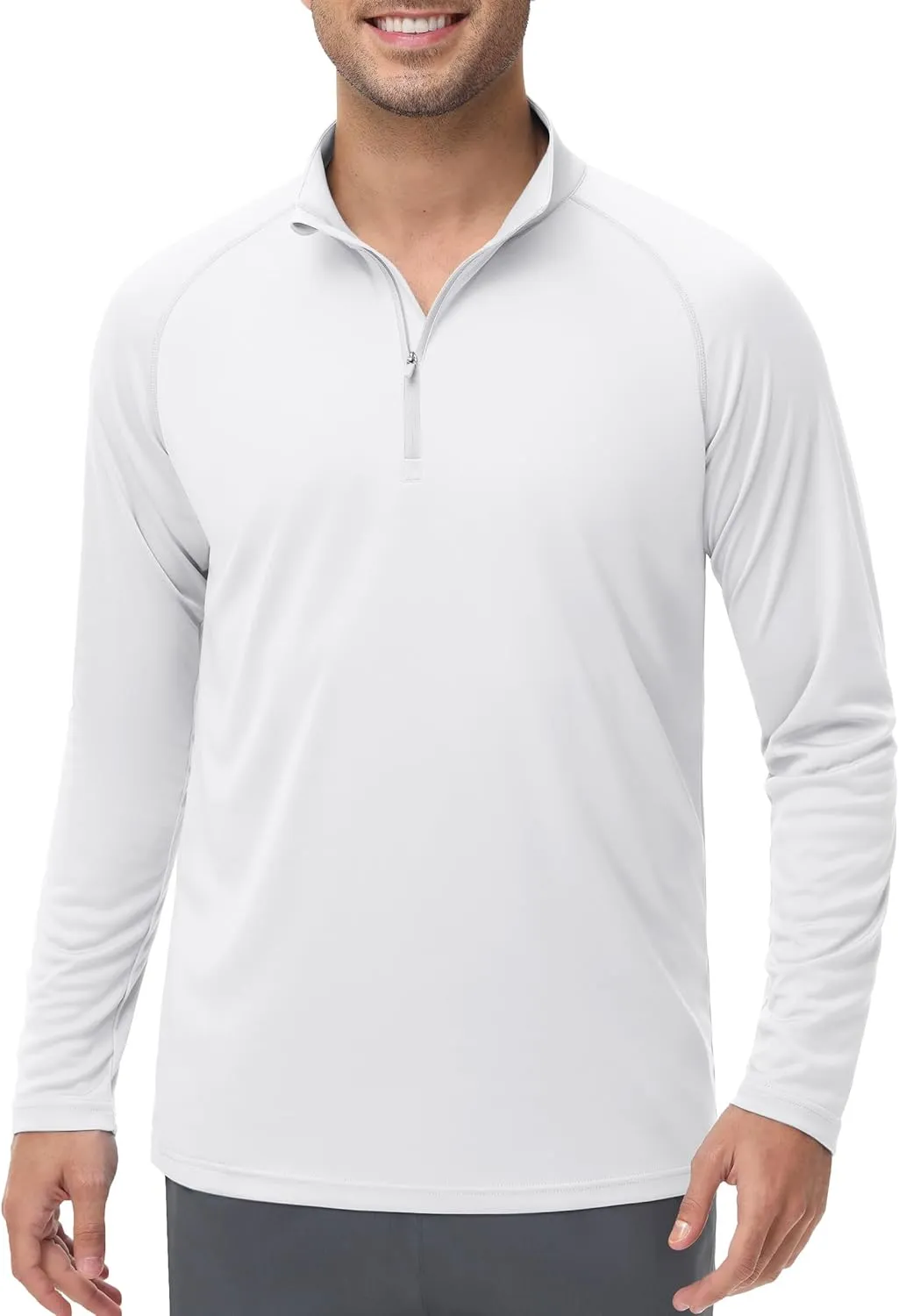 Men's Long Sleeve Sun Shirts UPF 50  1/4 Zip Fishing Running Rash Guard Tee Shirts UV Protection Hiking Outdoor Shirt