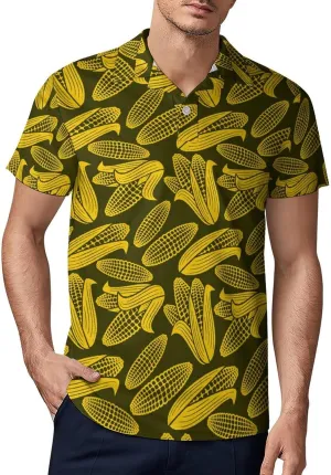 Mens Polo Shirts Quick-Dry Moisture Wicking Athletic Short Sleeve Print Golf Shirt