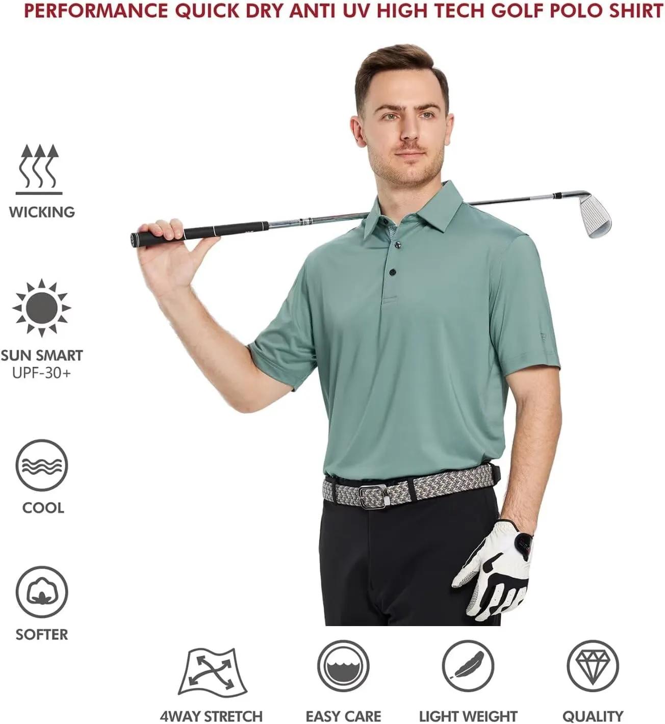 Mens Polo Shirts Short and Long Sleeve Casual Solid Stylish Dry Fit Performance Designed Collared Golf Polo Shirts for Men