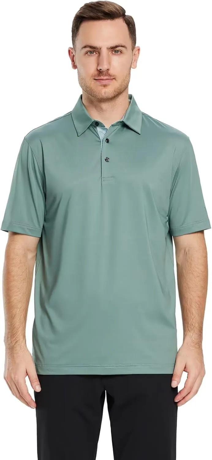Mens Polo Shirts Short and Long Sleeve Casual Solid Stylish Dry Fit Performance Designed Collared Golf Polo Shirts for Men