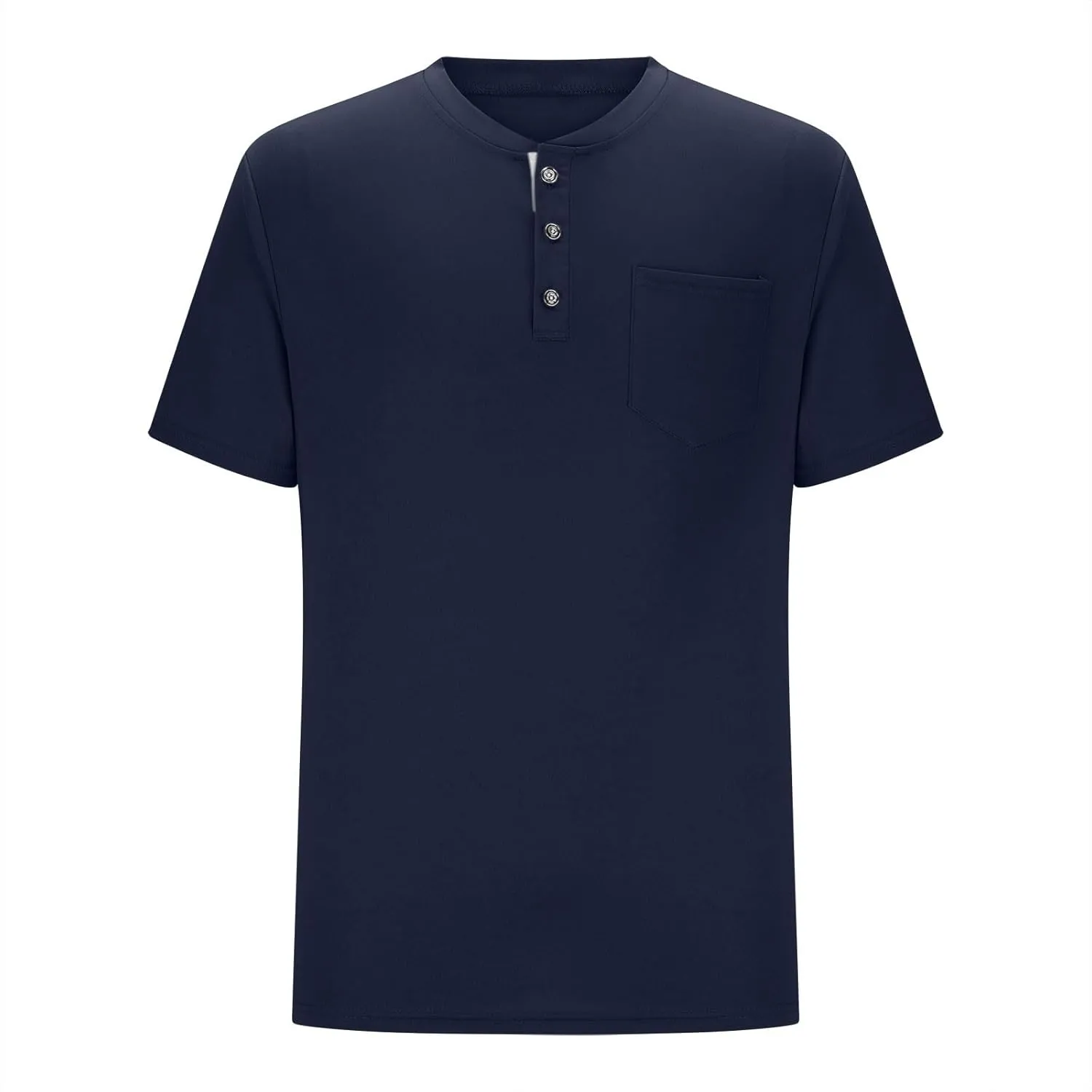Men's Quick-Dry Short Sleeve Athletic Performance Polo Shirt Solid Color Button Stand-up Collar Pullover Golf Shirts