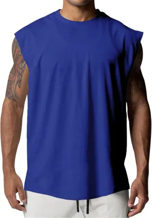 Mens Raglan Cut Off Running Shirts Quick Dry Casual Muscle Tank Tops Workout Gym Athletic Sleeveless Hiking T-Shirts