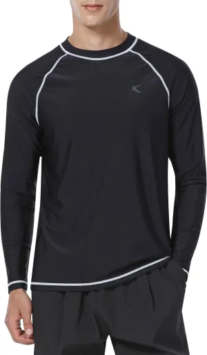 Mens Rash Guard UPF 50  Swim Shirts UV Sun Protection T-Shirt Quick Dry Long Sleeve Beach Shirts for Fishing