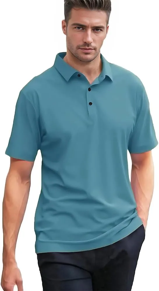 Men's Seamless Polo Shirt Slim Fit Collared Short Sleeve Cool Skin-Friendly Quick-Drying for Casual Work