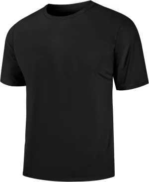 Mens Shirts Black Workout Dry Fit T-Shirts Swim Rash Guard Running Gym Clothes Summer Casual Short Sleeve Tee Athletic Water Hiking Sun Shirts L