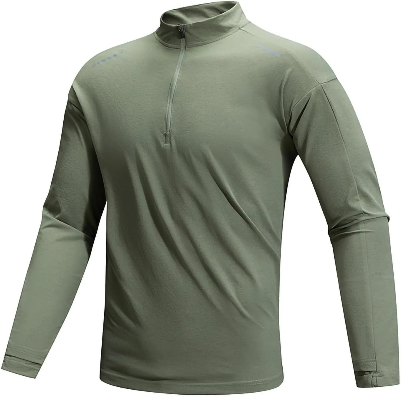 Men's Shirts Quick Dry Slim Fit Half Zipper Long Sleeve Solid Lightweight Shirt Odor Control Elastic Lightweight Tops