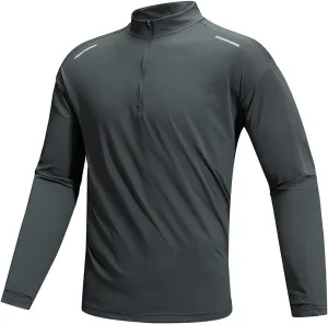 Men's Shirts Quick Dry Slim Fit Half Zipper Long Sleeve Solid Lightweight Shirt Odor Control Elastic Lightweight Tops