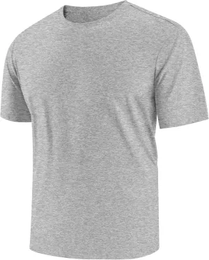Mens Shirts Summer Short Sleeve Workout Tops Dry Fit Swim Rash Guard Gym Beach Running Fishing T-Shirts Casual Clothes Tee Sun SPF UV Water Shirts Gray L