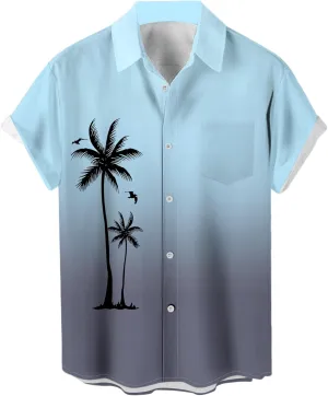 Men's Short Sleeve Button Up Hawaiian Shirt 1950s Vintage Bowling Shirts