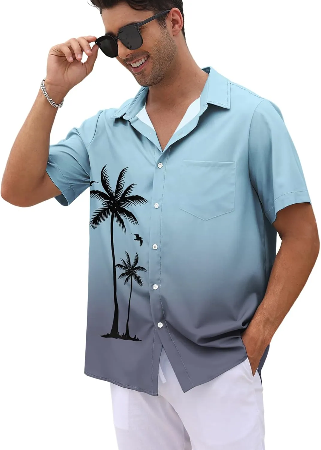 Men's Short Sleeve Button Up Hawaiian Shirt 1950s Vintage Bowling Shirts