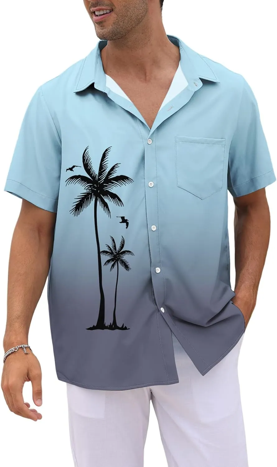 Men's Short Sleeve Button Up Hawaiian Shirt 1950s Vintage Bowling Shirts