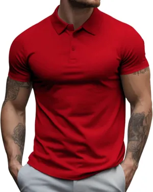 Men's Short Sleeve Polo Shirts Midweight T-Shirts Casual Athletic Moisture Wicking Quick-Dry Golf Polos for Men