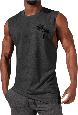 Men's Sleeveless Workout Swim Shirt Quick Dry Athletic Running Gym Muscle Beach Tank Top Cut Off Undershirts Vest