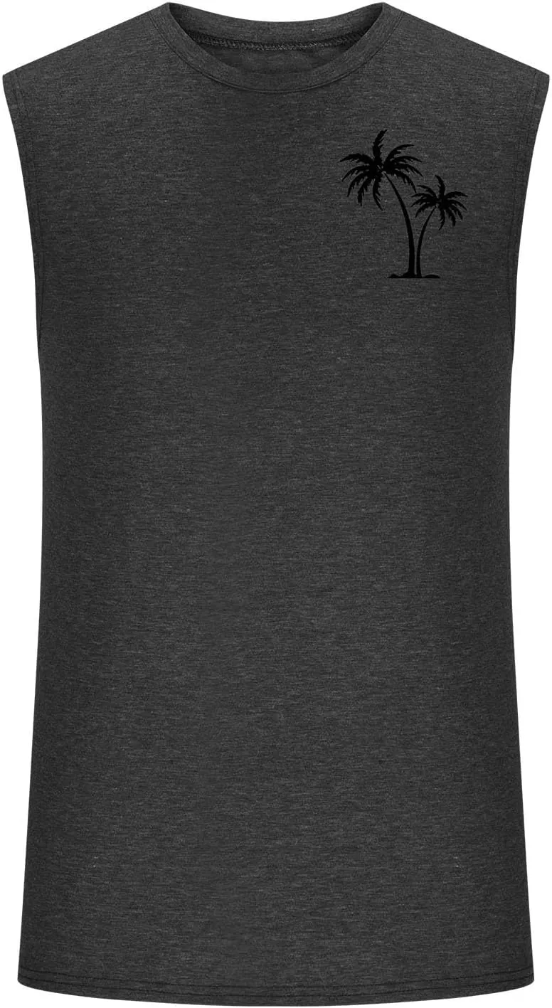 Men's Sleeveless Workout Swim Shirt Quick Dry Athletic Running Gym Muscle Beach Tank Top Cut Off Undershirts Vest