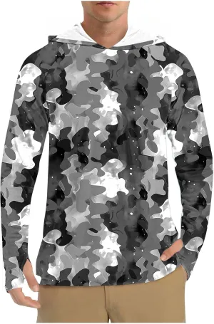 Men's Sun Protection Hoodie Shirt UPF 50  Long Sleeve Rash Guard Outdoor Fishing Lightweight Camo Quick Dry UV Shirts
