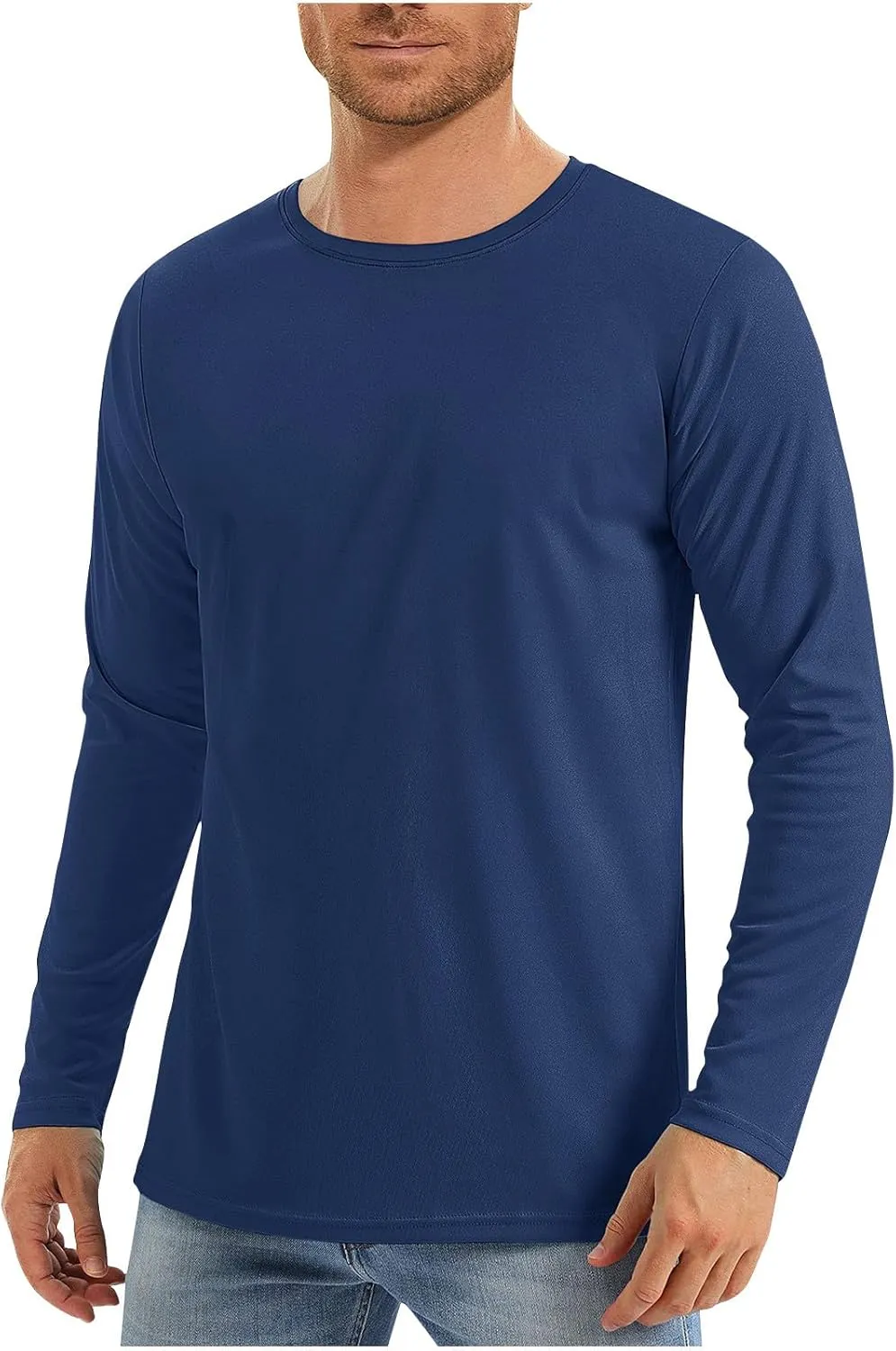 Men's Sun Protection Shirts UPF 50  Long Sleeve Fishing Shirts Quick Dry Breathable Running Athletic Workout Tops