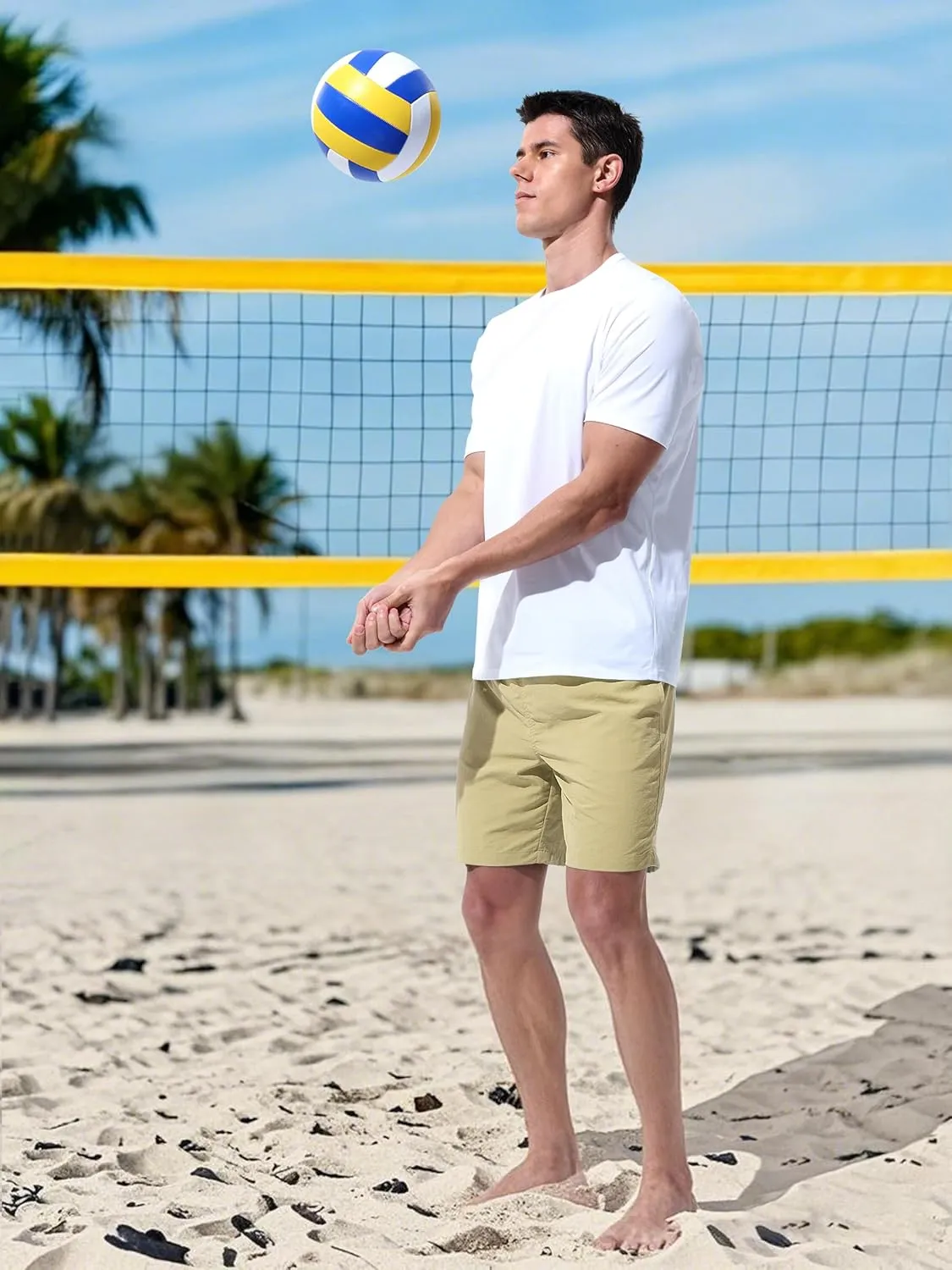 Men's Swim Trunks Beach Board Shorts Quick Dry Swimsuit Bathing Suits with Pockets 7 Inch Inseam Mesh Lining