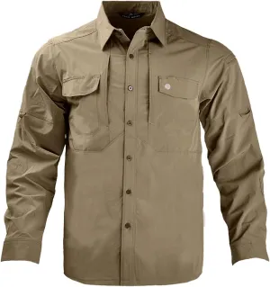 Men's Tactical Shirts Breathable Quick Dry Long Sleeve Fishing Shirt Sun Protection Outdoor Lightweight Button-Up Work Shirt