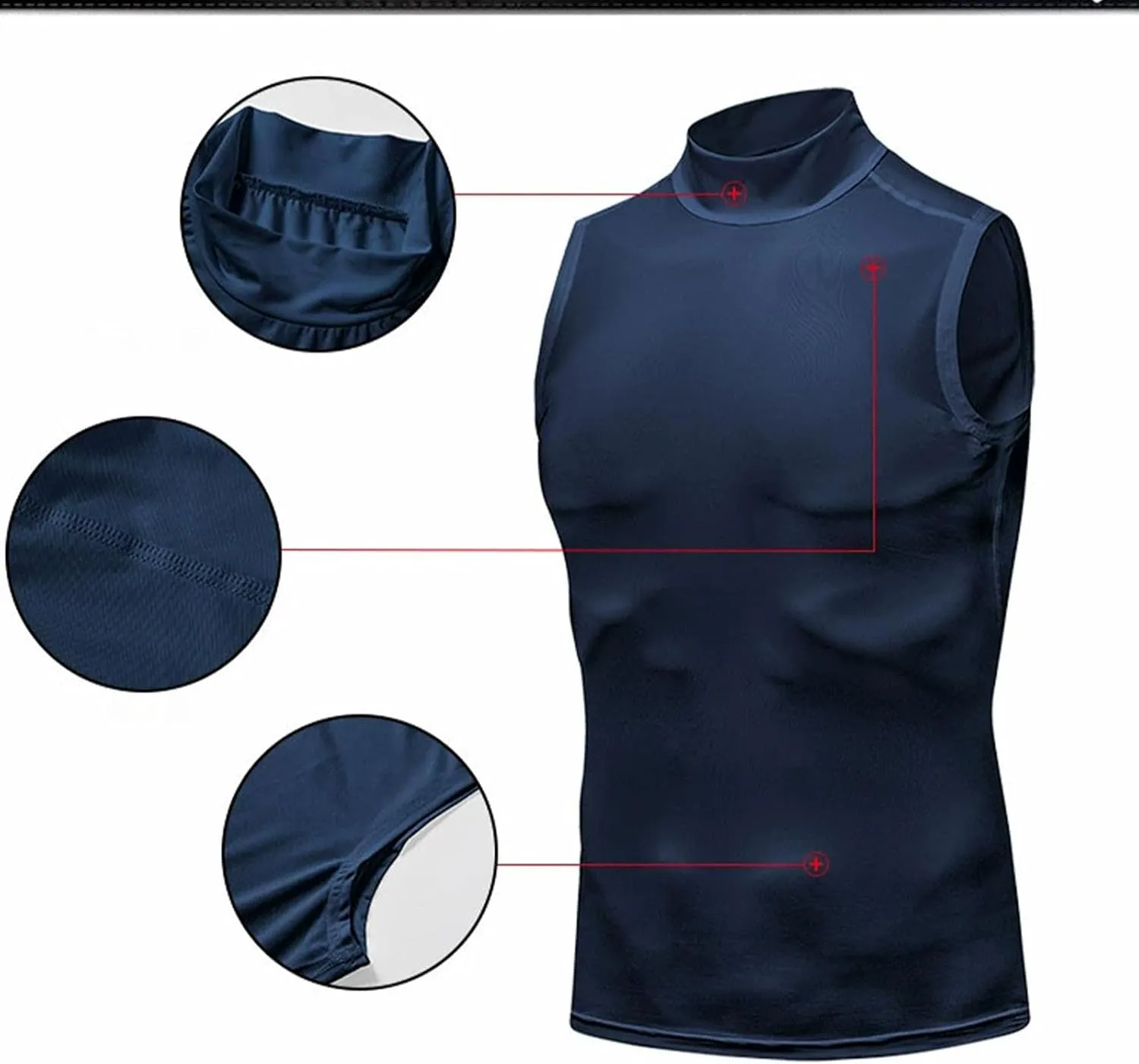 Mens Turtleneck Tank Tops Bodybuilding Compression Shirt Elastic Quick Dry Vest Muscle Fit Shapewear Running Undershirt
