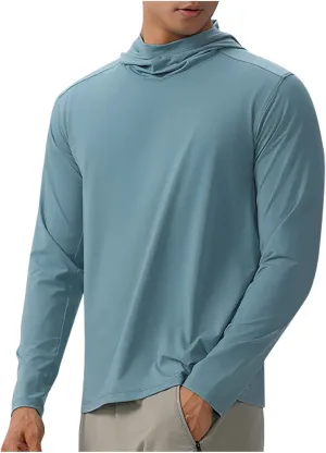 Men's UPF 50  Sun Protection Hoodie Shirts for Fishing Hiking Running Long Sleeve UV SPF Quick Dry T-Shirt Rash Guard