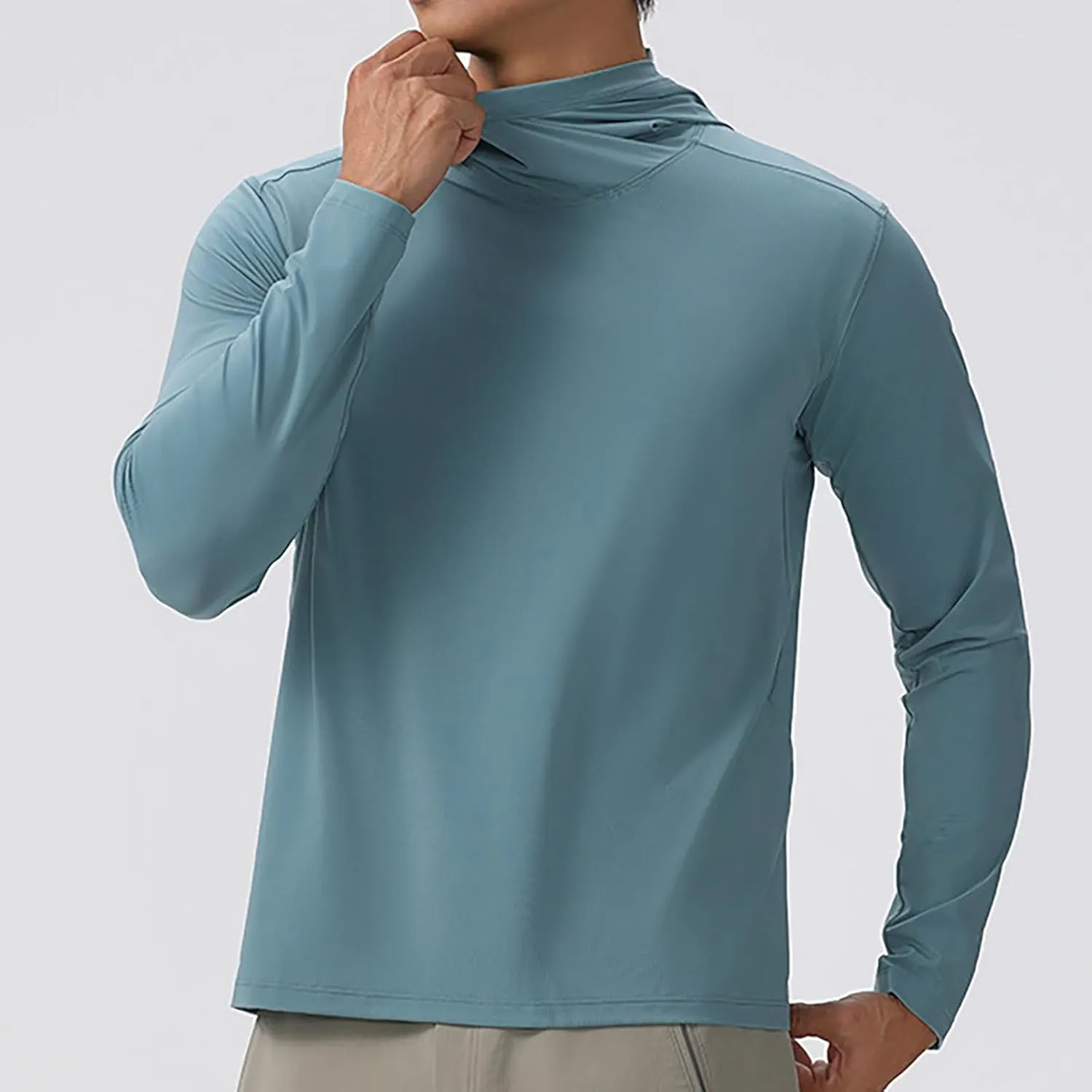 Men's UPF 50  Sun Protection Hoodie Shirts for Fishing Hiking Running Long Sleeve UV SPF Quick Dry T-Shirt Rash Guard