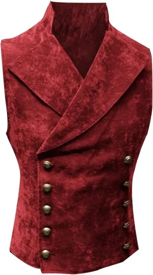 Men's Vintage Suit Vests Double Breasted Medieval Victorian Waistcoat Western Plus Size Party Prom Vest Jacket