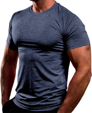 Mens Workout Gym Shirts Short Sleeve Undershirts Athletic Running Muscle Tees Quick Dry Sweatshirt Crewneck Pullover
