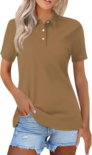 midelxp Golf Polo Shirts for Women Summer Quick Dry Short Sleeve Button Down Shirt Lightweight Dressy Casual Work Tops 2024