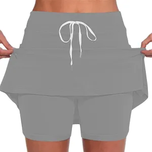 Mini Skirt with Shorts for Women 2025 Trendy Solid Color Athletic Skorts Casual Drawstring Sports Pants Skirts