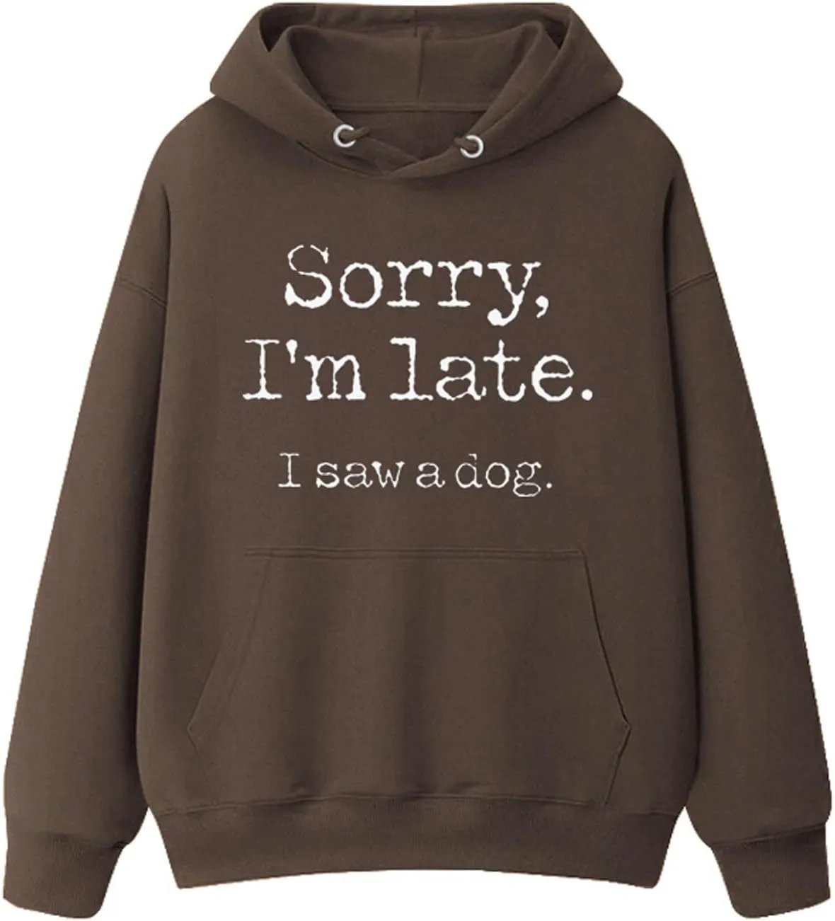 Mzkdieey Sorry I'm Late I Saw A Dog Hoodies Women's Letter Print Long Sleeve Sweatshirt Teen Girls Cute Y2k Top Fall Clothes