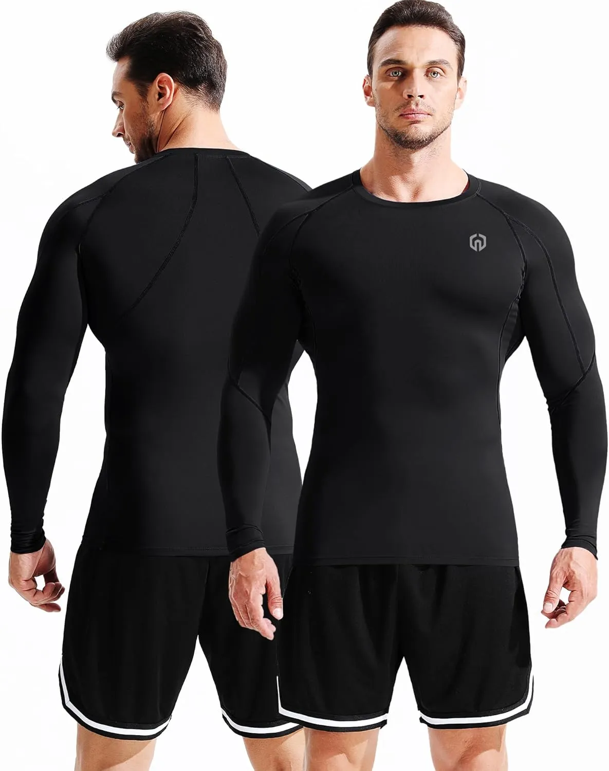 NELEUS Men's 3 Pack Dry Fit Long Sleeve Compression Shirts Workout Running Shirts