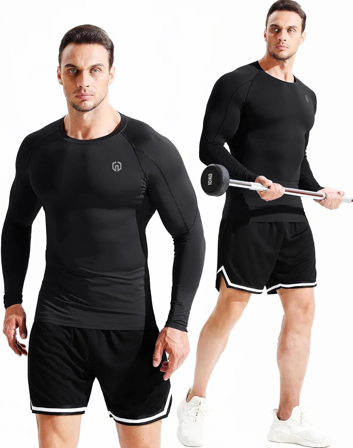 NELEUS Men's 3 Pack Dry Fit Long Sleeve Compression Shirts Workout Running Shirts