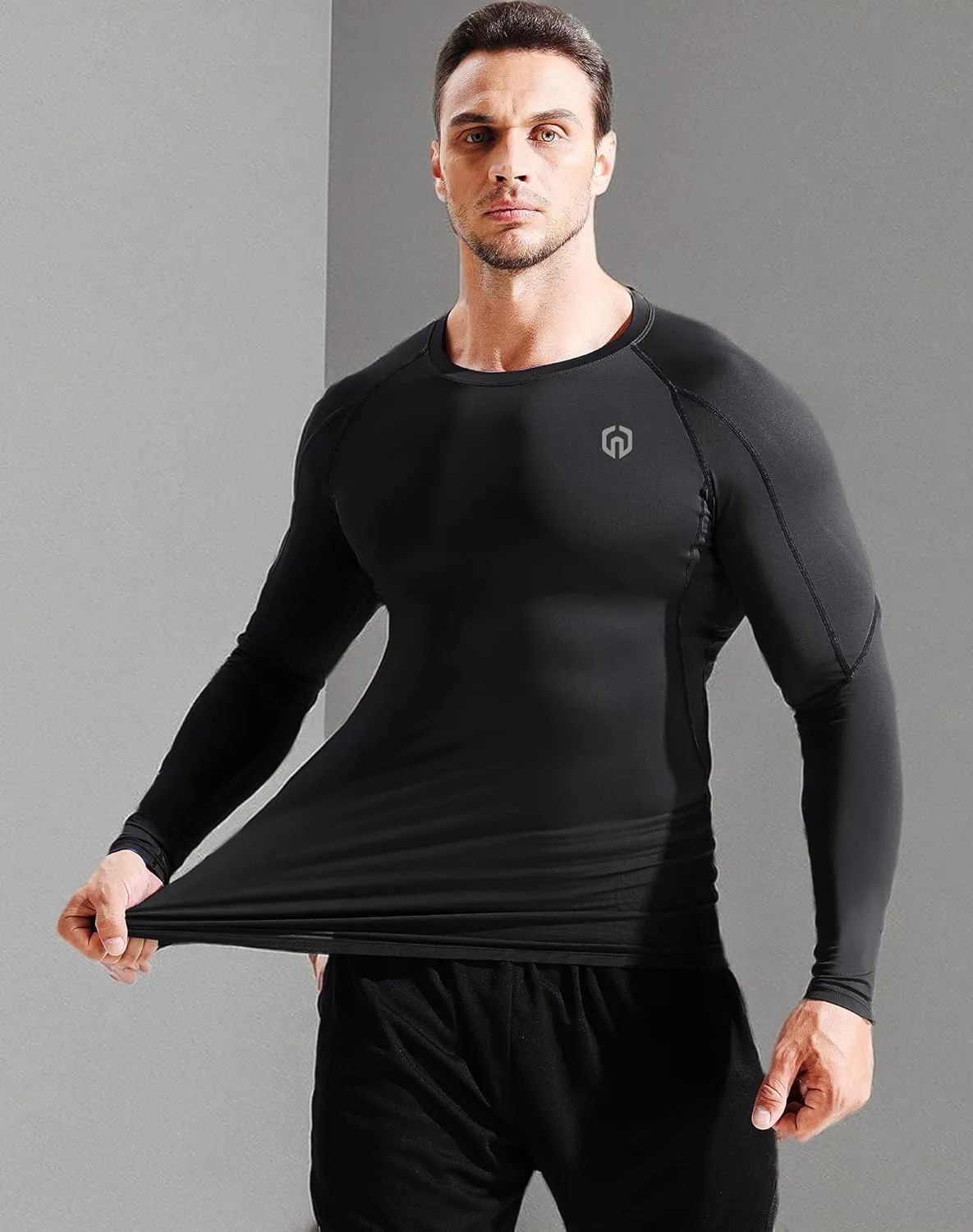 NELEUS Men's 3 Pack Dry Fit Long Sleeve Compression Shirts Workout Running Shirts