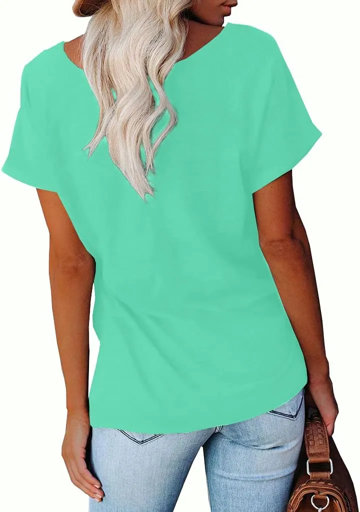NIUBIA Women's T Shirts Summer Tops Simple Heart Graphic Shirts Sayings Short Sleeve Vacation Casual Blouse Thankful Tee
