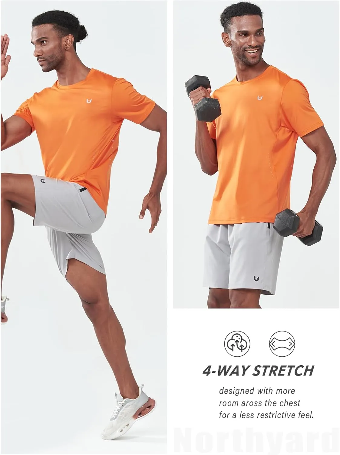 NORTHYARD Men's Athletic Gym T-Shirts,Workout Running Breathable Short-Sleeve Sports Performance Shirts Top Tee