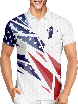 PAGYMO Golf Shirts for Men Crazy Hawaiian Print Funny Mens Polo Shirt