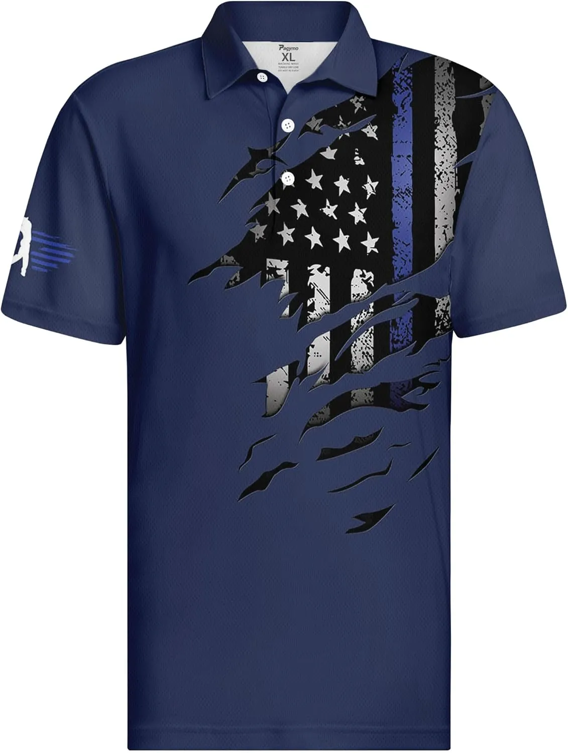 PAGYMO Golf Shirts for Men Crazy Hawaiian Print Funny Mens Polo Shirt