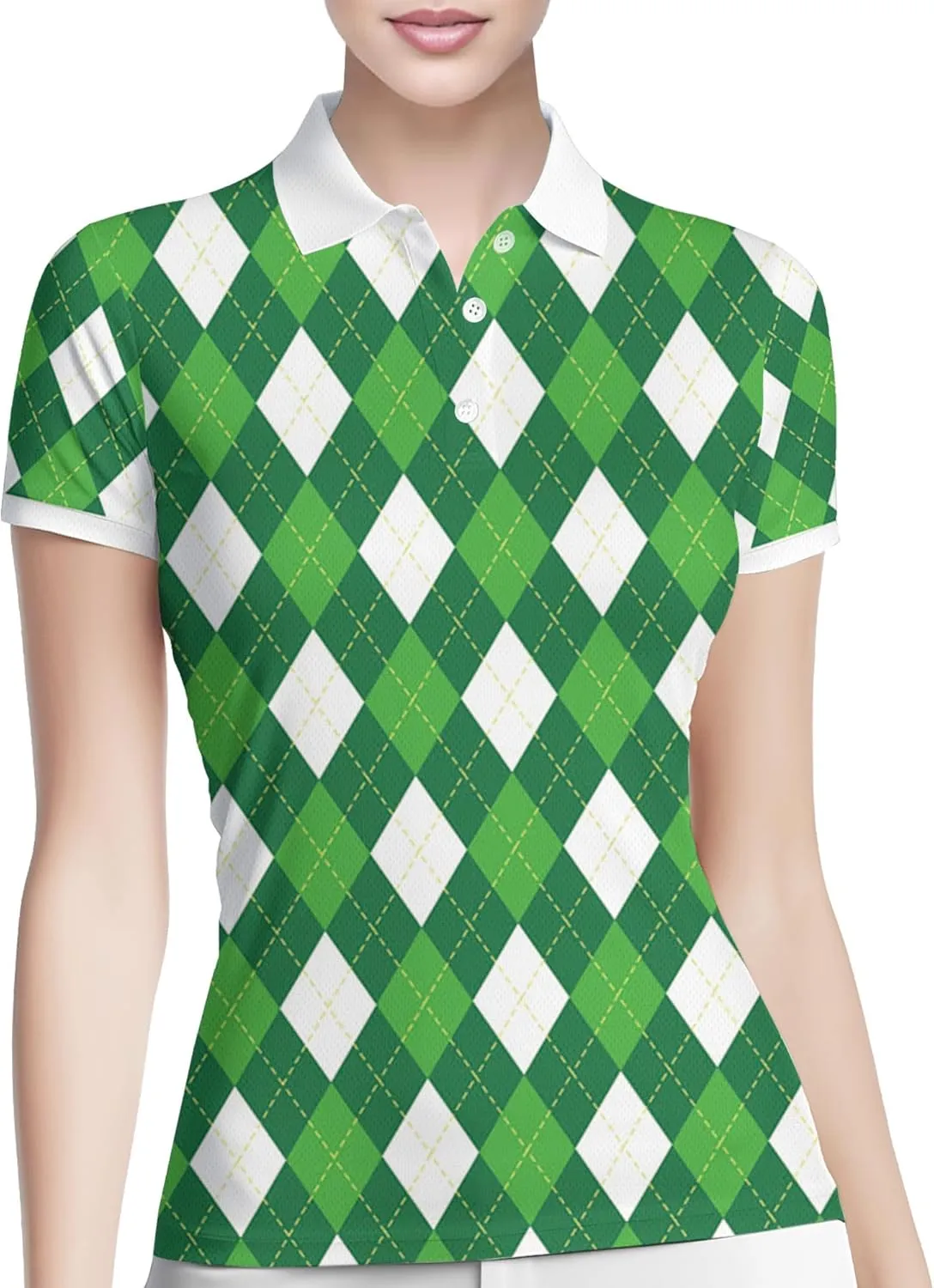 PAGYMO Womens Golf Shirt Funny Hawaiian Crazy Polo Shirts for Women