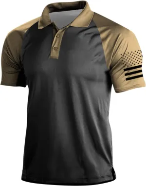 Patriotic American Flag Shirts for Men 1776 Independence Day 4th of July USA Short Sleeve Polo Shirt(S-3XL)