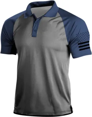 Patriotic American Flag Shirts for Men 1776 Independence Day 4th of July USA Short Sleeve Polo Shirt(S-3XL)