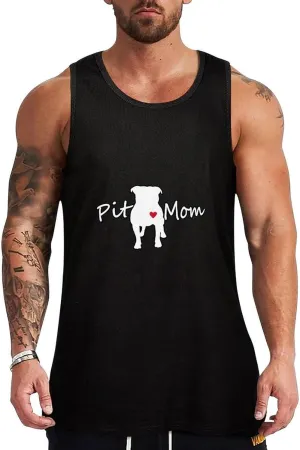 Pitbull Mom Men's Sleeveless Muscle Shirts Workout Tank Top Graphics Tee T Shirt