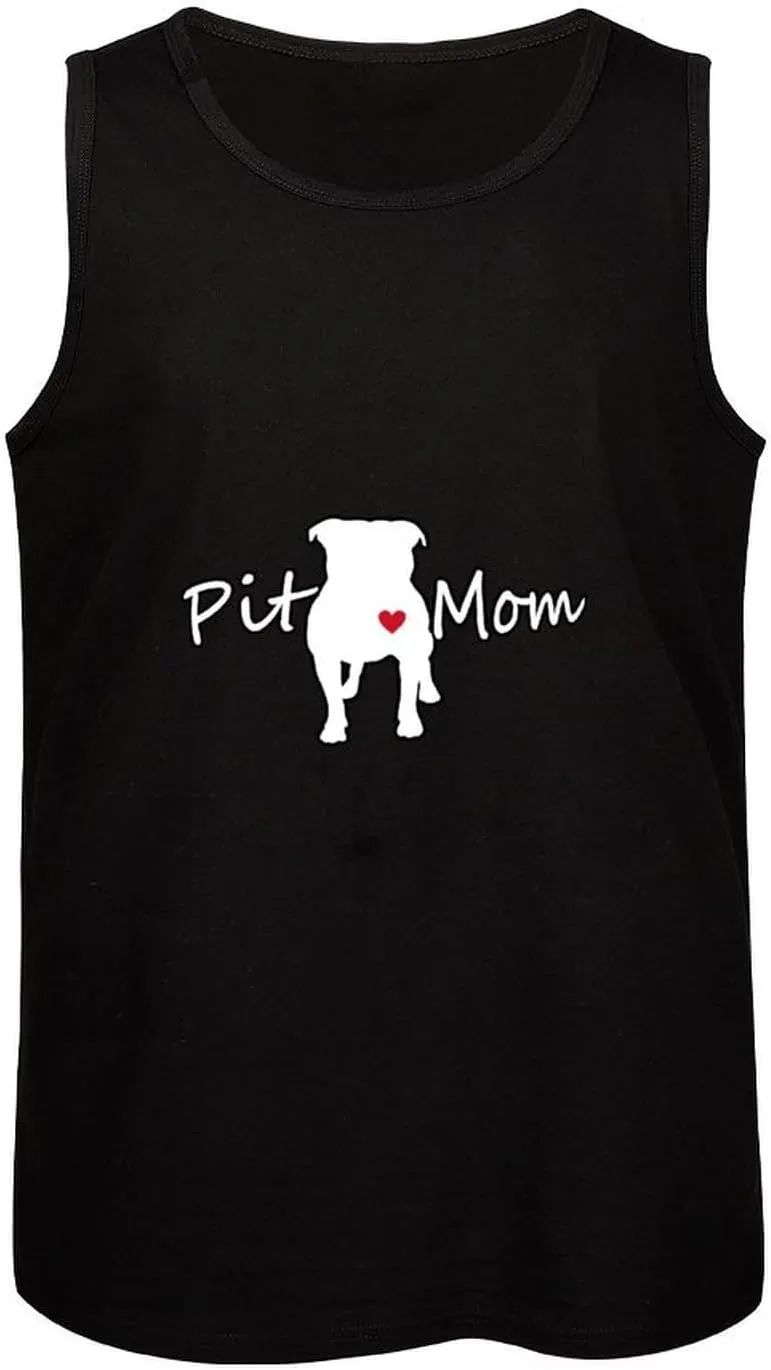 Pitbull Mom Men's Sleeveless Muscle Shirts Workout Tank Top Graphics Tee T Shirt