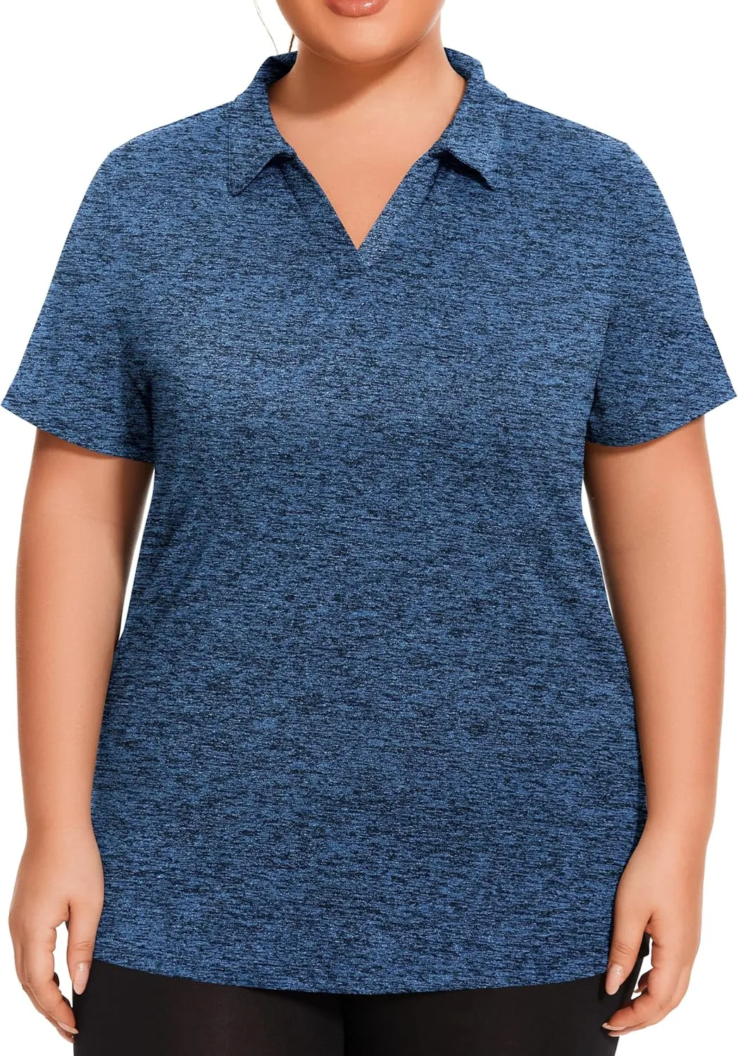 Plus Size Polo Shirts for Women Short Sleeve Golf Shirts V Neck Loose Fit Tennis Shirts Quick-Drying Workout Tops