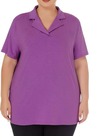 Plus Size Polo Shirts for Women Short Sleeve Golf Shirts V Neck Loose Fit Tennis Shirts Quick-Drying Workout Tops