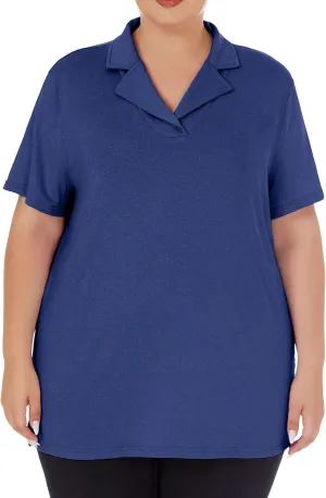 Plus Size Polo Shirts for Women Short Sleeve Golf Shirts V Neck Loose Fit Tennis Shirts Quick-Drying Workout Tops