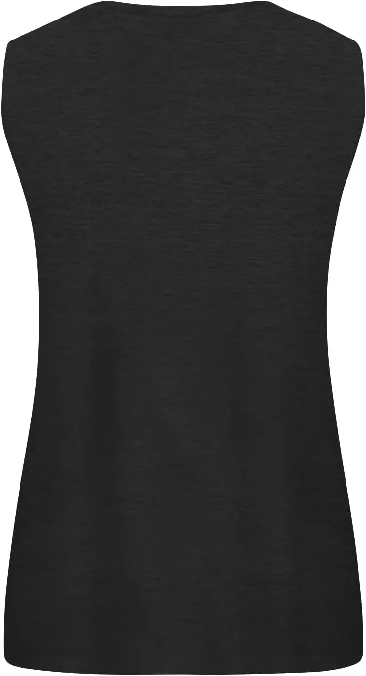 Plus Size Tank Tops for Women Summer Sleeveless O Neck Henley T-Shirts Tops Casual Button Down Tunics Shirts