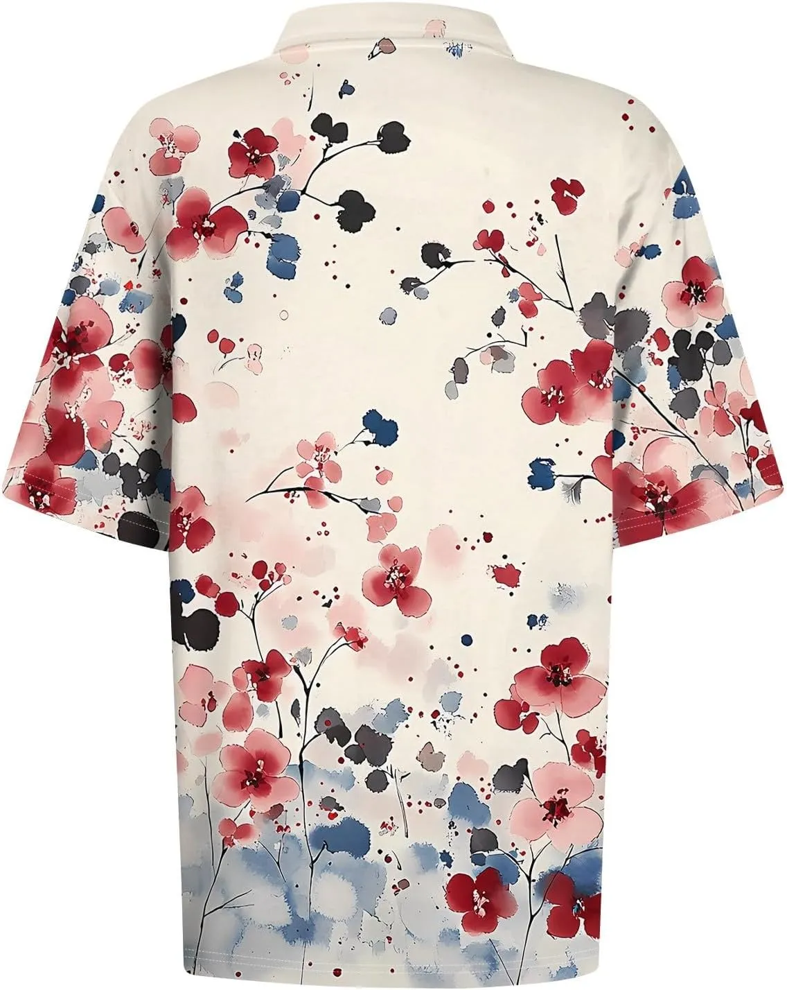 Polo Shirts for Women Short Sleeve Summer Fashion Tops Trendy Floral Print Plus Size Button-Down Tshirts
