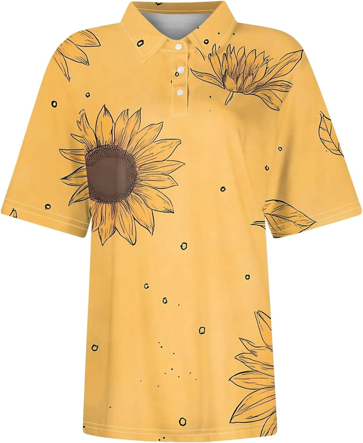 Polo Shirts for Women Short Sleeve Summer Fashion Tops Trendy Floral Print Plus Size Button-Down Tshirts