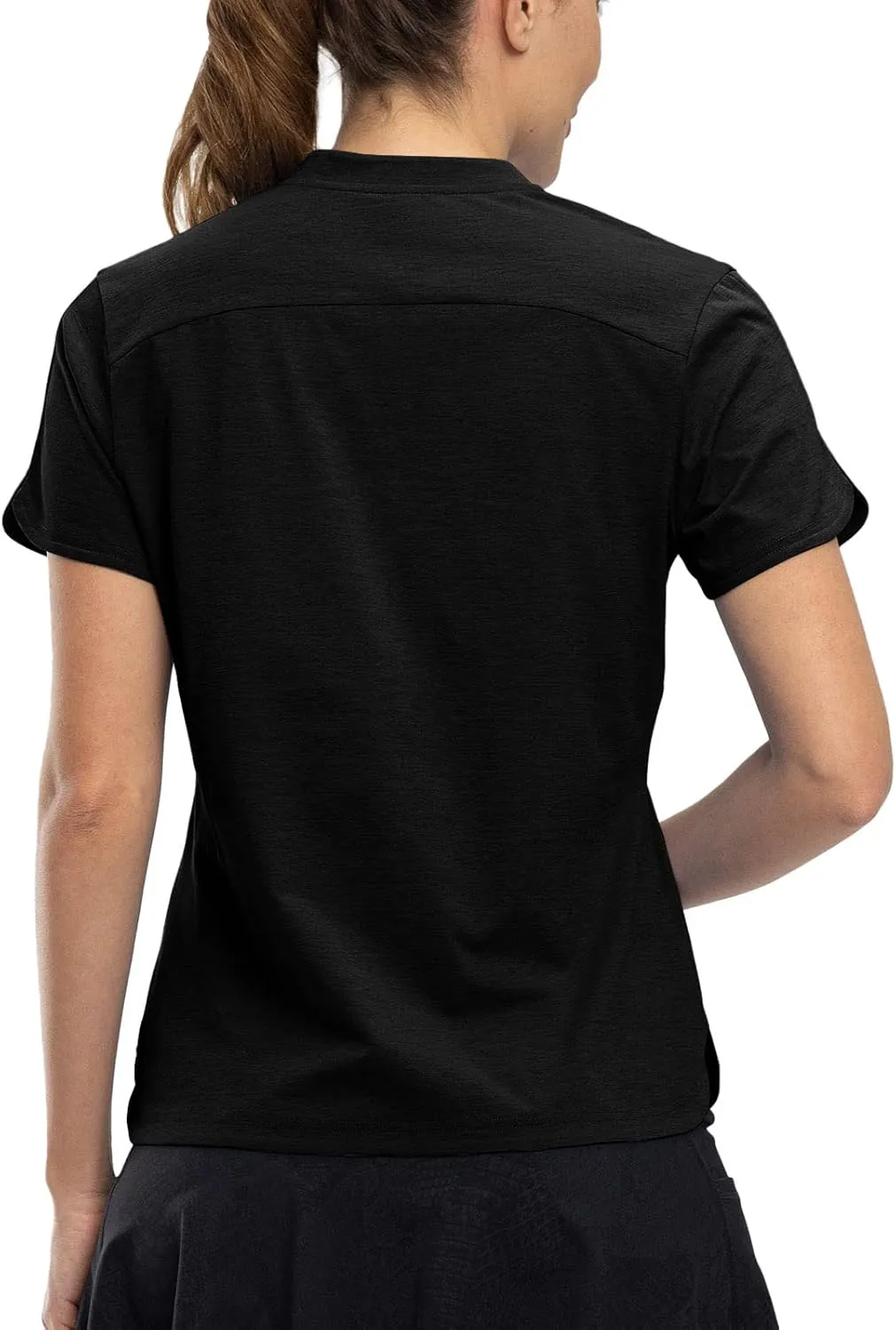 Rdruko Women's Golf Shirts Short Sleeve Dry Fit V Neck Tennis Tops Moisture Wicking Athletic Workout Polo Shirts UPF 50 