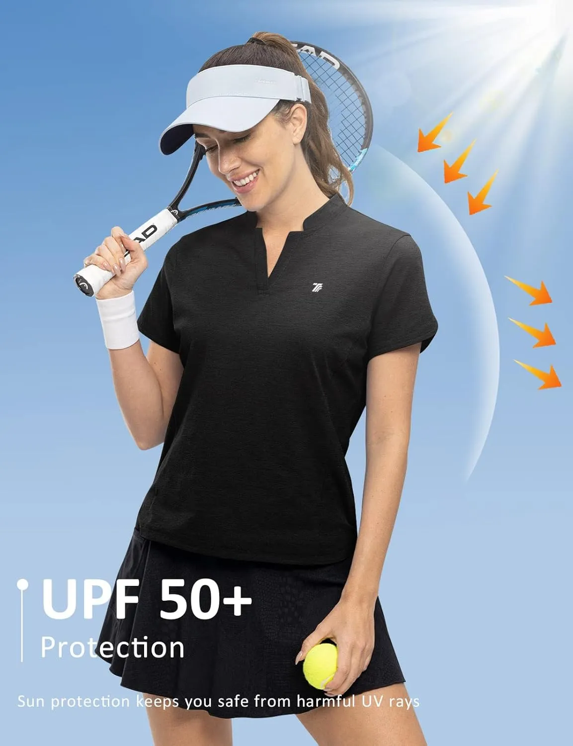 Rdruko Women's Golf Shirts Short Sleeve Dry Fit V Neck Tennis Tops Moisture Wicking Athletic Workout Polo Shirts UPF 50 